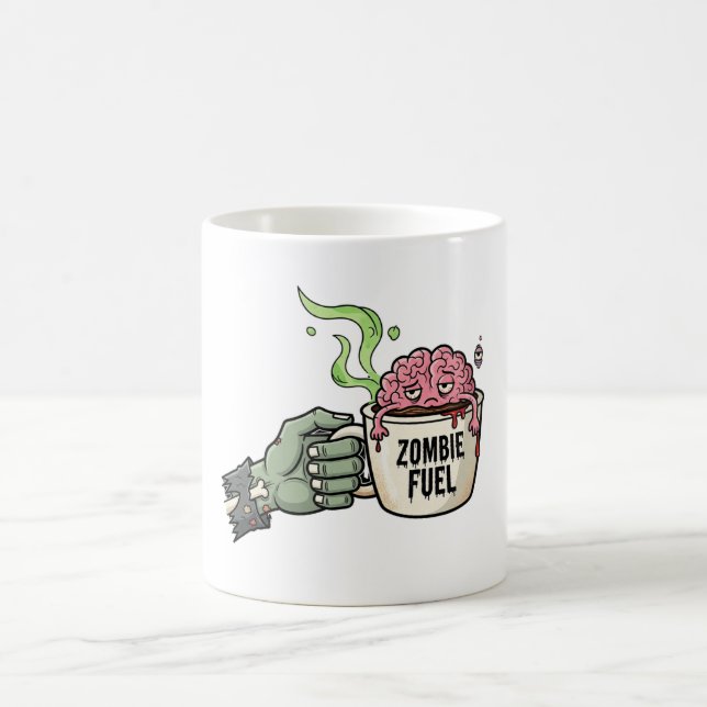 Zombie Fuel Brain Funny Halloween Kaffeetasse (Mittel)
