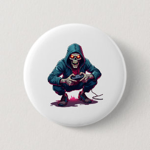 Zombie Gamer - Funny Halloween Gaming Shirt Button