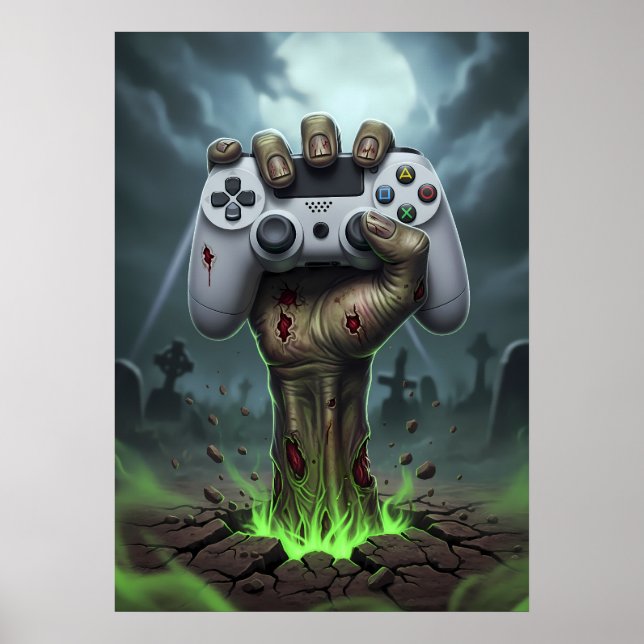 Zombie Gamer Hand - Undead Controller Grip Poster (Vorne)