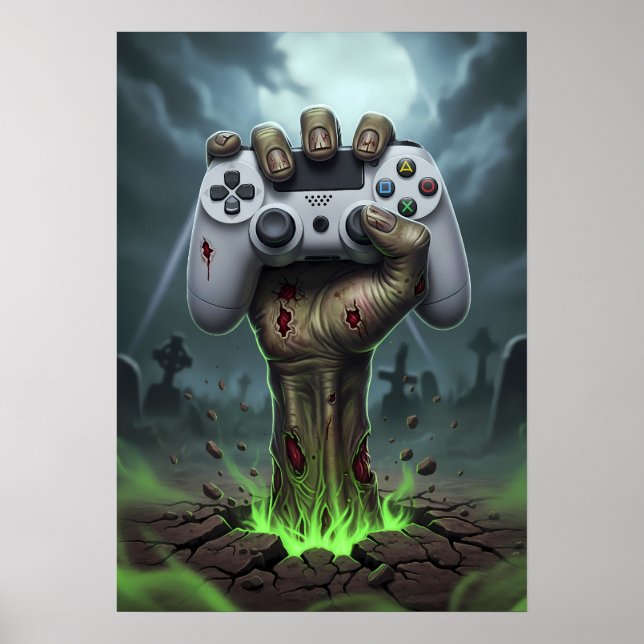 Zombie Gamer Hand - Undead Controller Grip Poster (Vorne)