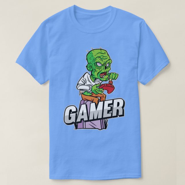 Zombie Gamer Lazy Halloween Kostüm Cooles Videogam T-Shirt (Design vorne)