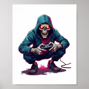 Zombie-Gamer – Lustiges Halloween-Gaming-Shirt Poster