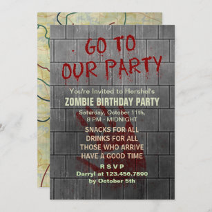 Zombie Geburtstagspartei Untote Apokalypse Bluttex Einladung