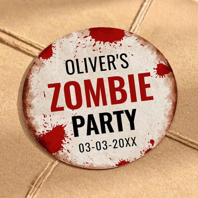 Zombie Geburtstagsparty mit rostigem Schild und Bl Runder Aufkleber (Von Creator hochgeladen)