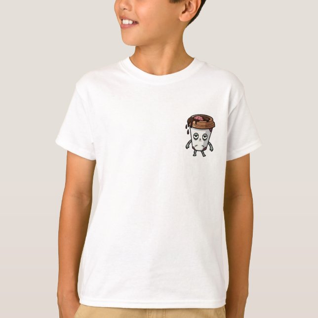Zombie-Gehirn-Kaffeetasse Kinder T-Shirt (Vorderseite)