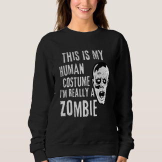 Zombie-Gesicht Faules Halloween-Kostüm Sweatshirt