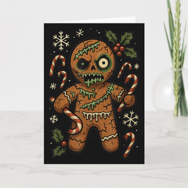 Zombie Gingerbread Man Christmas Zombie  Karte (Vorderseite)