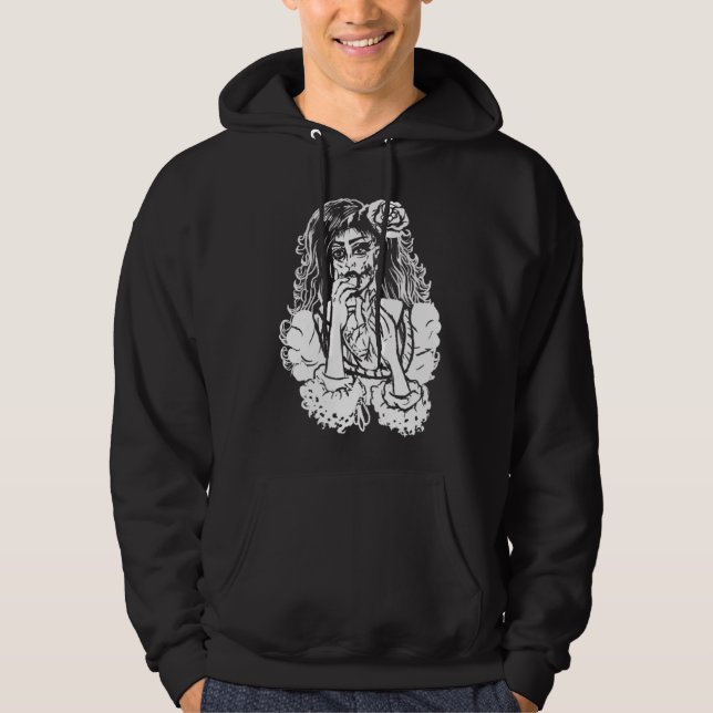 Zombie Girl Eating Heart Victorian Gothic Punk Hoodie (Vorderseite)