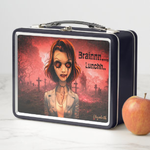 Zombie Girl Graveyard Halloween Metall Brotdose