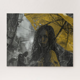 Zombie Girl mit gelbem Regenschirm Puzzle