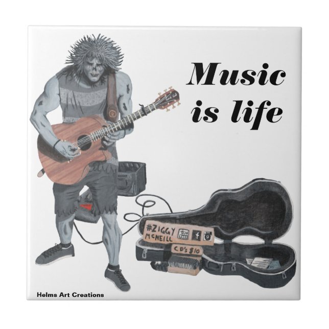 Zombie-Gitarren-Musiker-moderne Fliese (Vorderseite)