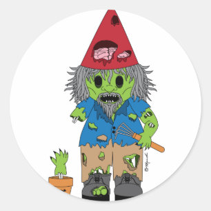 Zombie Gnome Runder Aufkleber