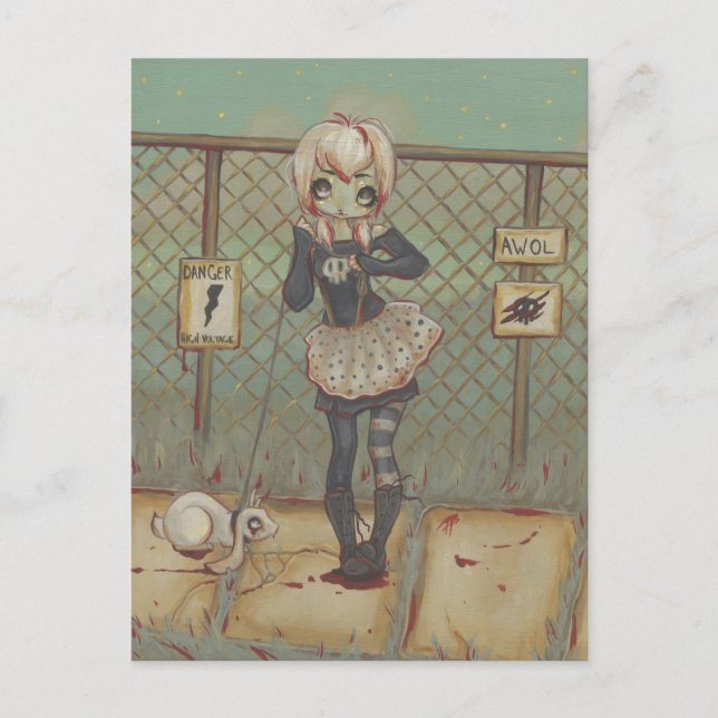 Zombie Goth Girl niedliche Postcard untote Jackalo Postkarte (Vorderseite)