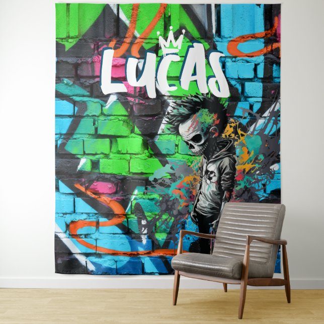 Zombie Graffiti Room Décor Monogram Tapestes Wandteppich (Beispiel)