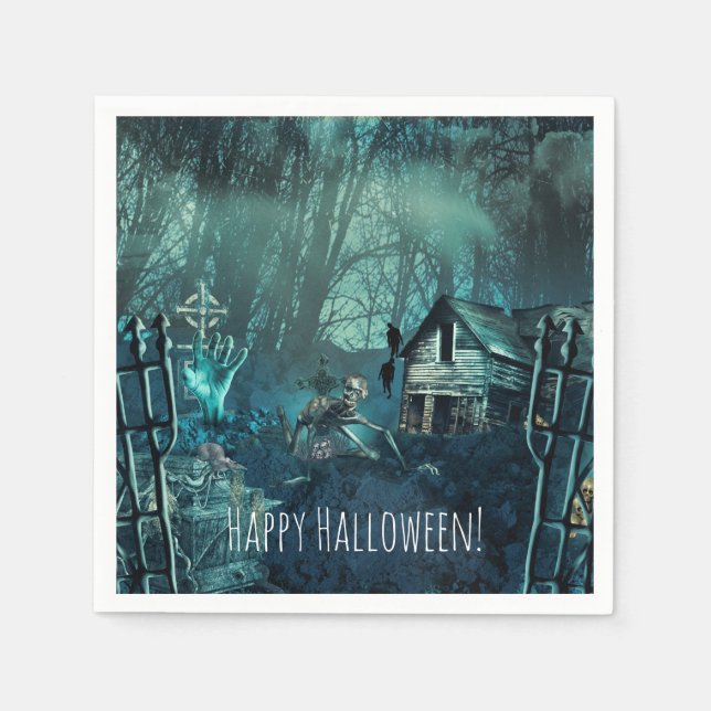 Zombie Graveyard Geburtstag oder Halloween-Party Serviette (Vorderseite)