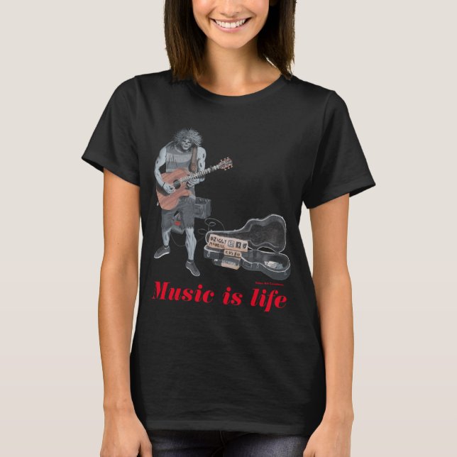 Zombie Guitar Acoustic Musician Fantasy Art Shirts (Vorderseite)