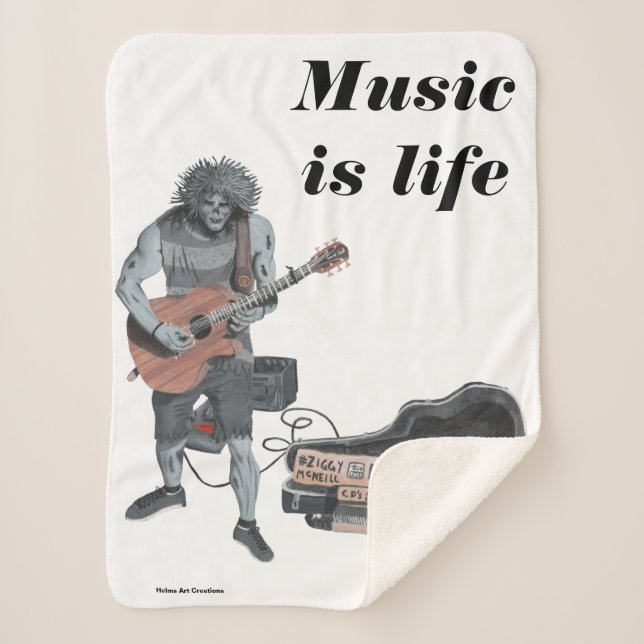 Zombie Guitar Music Fantasy Art Sherpa Blanket Sherpadecke (Vorderseite)