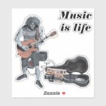 Zombie Guitar Musician Fantasy Art Sticker