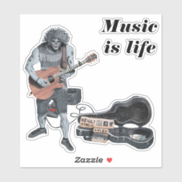 Zombie Guitar Musician Fantasy Art Sticker
