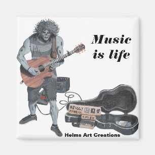 Zombie Guitar Musician Life Magnet