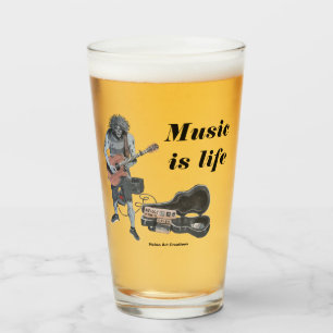 Zombie Guitar Rock Musician Fantasy Art Glass Cup Glas