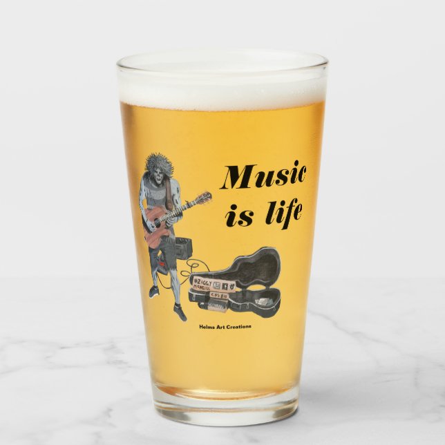 Zombie Guitar Rock Musician Fantasy Art Glass Cup Glas (Vorne (Gefüllt))