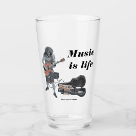 Zombie Guitar Rock Musician Fantasy Art Glass Cup Glas
