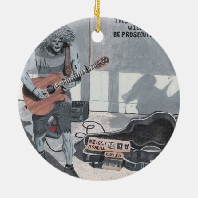 Zombie Guitar Rock Musiker Fantasy Kunst, Dichtung Keramik Ornament (Hinten)