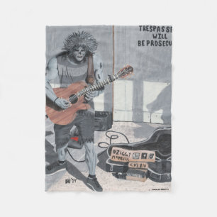 Zombie Guitar Street Musician Fantasy Art Blanket Fleecedecke