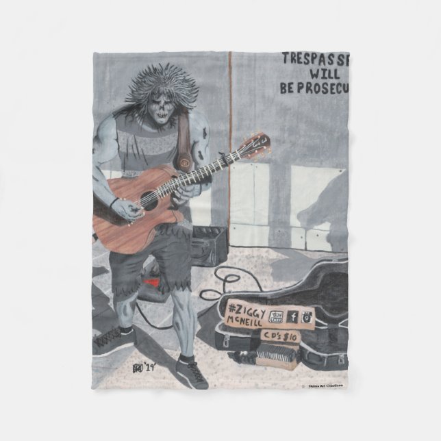 Zombie Guitar Street Musician Fantasy Art Blanket Fleecedecke (Vorderseite)