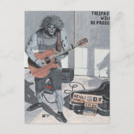Zombie Guitar Street Musician Fantasy Postcard Postkarte