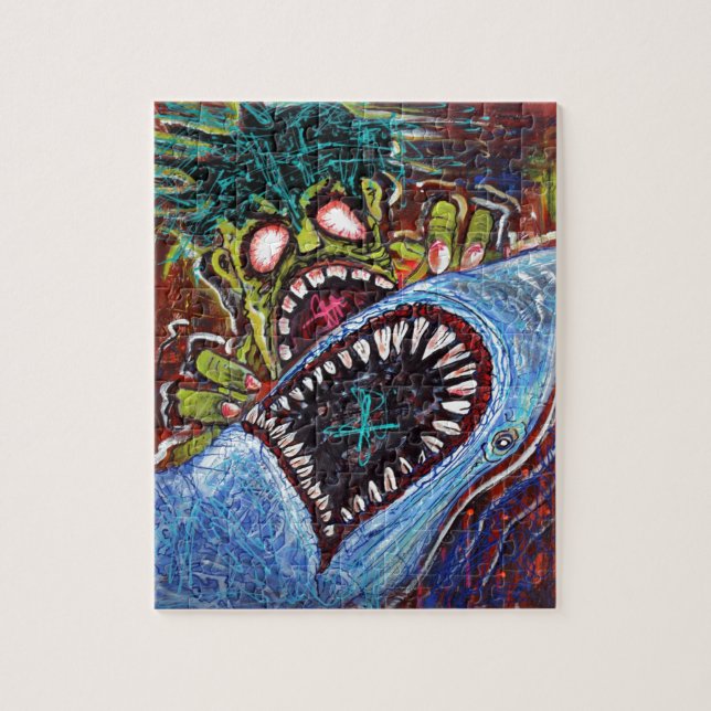 Zombie-Haifisch-Kampf Puzzle (Vertikal)
