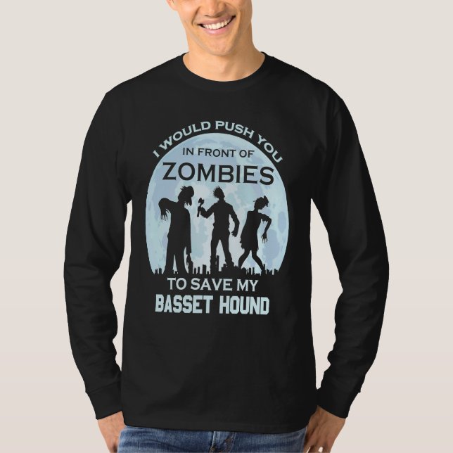 Zombie Halloween Basset Hound Pet T-Shirt (Vorderseite)
