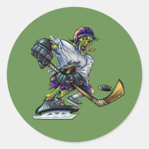 Zombie Halloween Hockey Spieler anpassen Runder Aufkleber