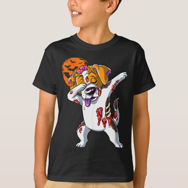 Zombie-Halloween-Hund T-Shirt (Vorderseite)