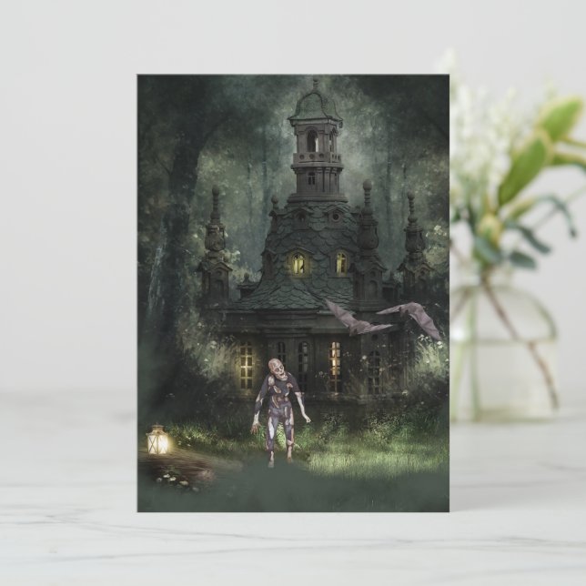 Zombie Halloween-Party Einladung (Stehend Vorderseite)