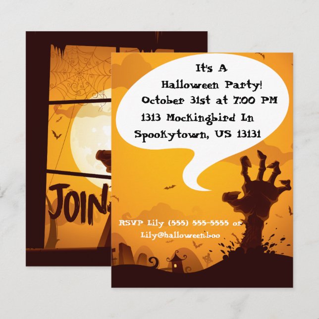 Zombie Halloween-Party Einladung (Vorne/Hinten)