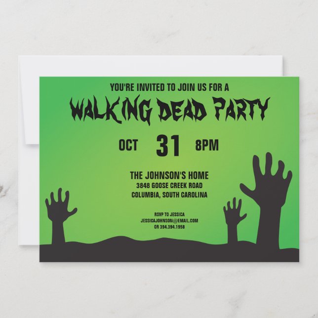 Zombie-Halloween-Party Einladung (Vorderseite)