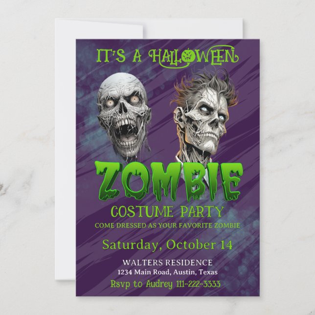 Zombie Halloween-Party Einladung (Vorderseite)