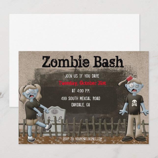 Zombie Halloween-Party Einladung (Vorne/Hinten)
