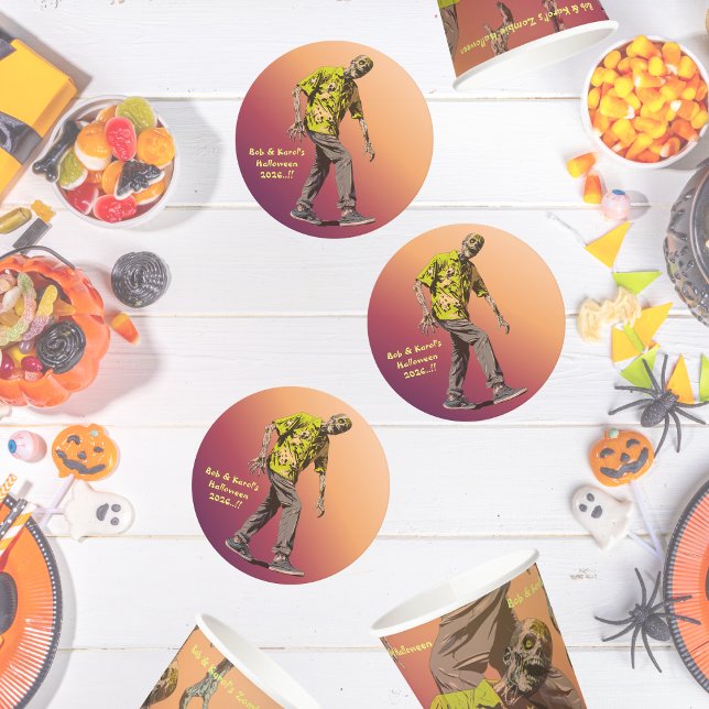 Zombie Halloween-Party Runder Pappuntersetzer (Zombie Halloween Party Round Paper Coaster)