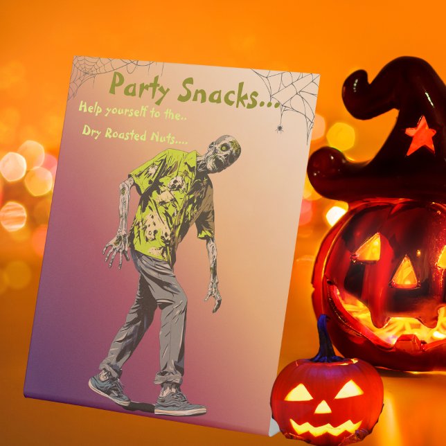 Zombie Halloween-Party Snacks Sockelschild (Zombie Halloween Party Snacks Pedestal Sign)