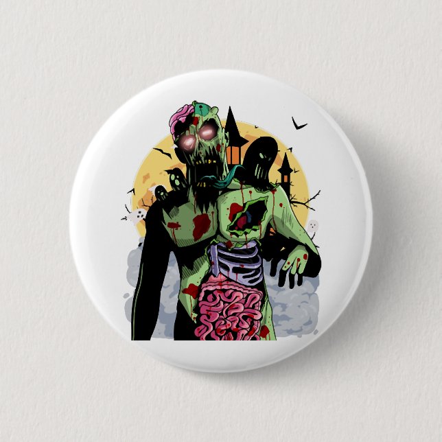 Zombie Halloween T-ShirtScary Zombie Halloween Button (Vorderseite)