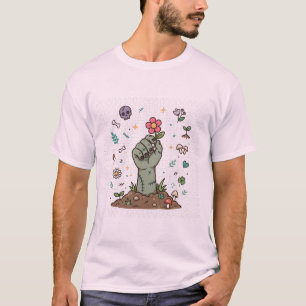 Zombie-Hand-Blumen-Süße-Gruft-Kunst T-Shirt
