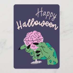 Zombie-Hand hält Brain-Cocktail Lustiges Halloween Feiertagskarte