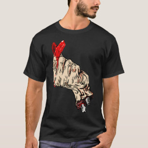Zombie-Hand-Herz-T-Shirt - Blutiger dunkler Humor T-Shirt
