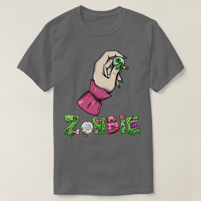 Zombie Hand mit Augapfel T-Shirt (Design vorne)
