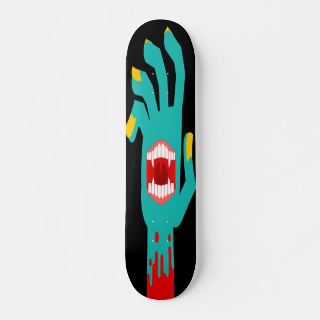 Zombie Hand mit Mundvektor Illustration Skateboard (Vorne)