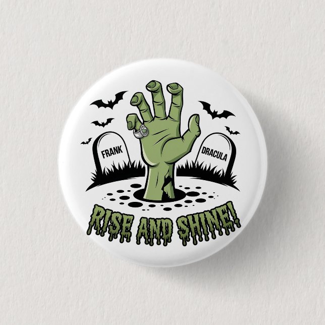 Zombie Hand Rising Halloween Design Spaß und Spook Button (Vorderseite)