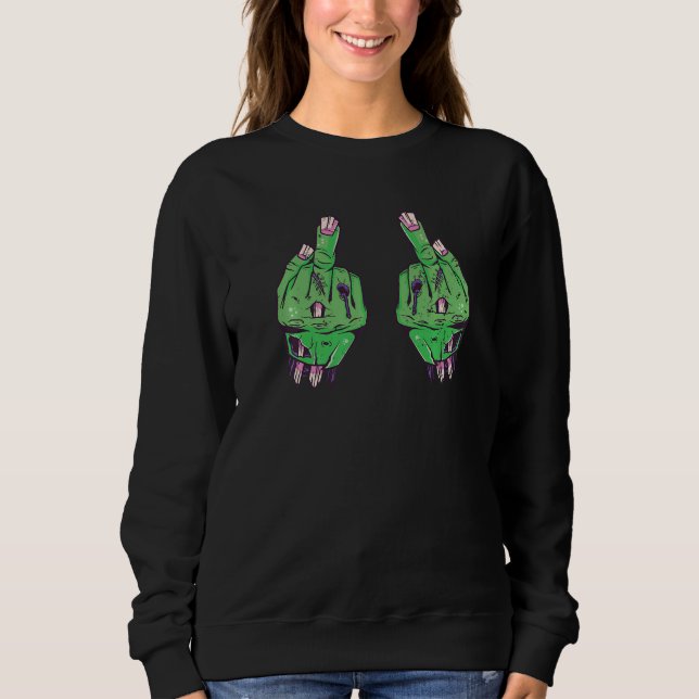 Zombie-Hände zeigen den Mittelfinger Premium Sweatshirt (Vorderseite)